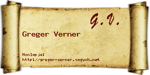 Greger Verner névjegykártya